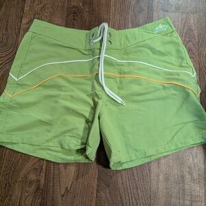 Vintage 90's Rusty Board Shorts Women's 11 Juniors Green Surf Beach USA Made